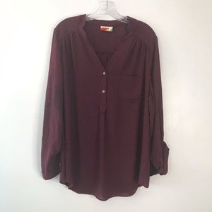 Fervour Modcloth Burgundy Portofino Shirt L - image 1